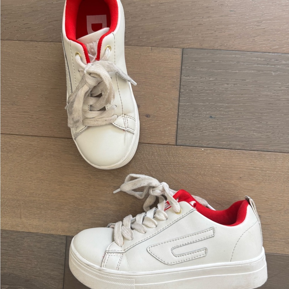 Diesel Kids Sneakers - White and Red